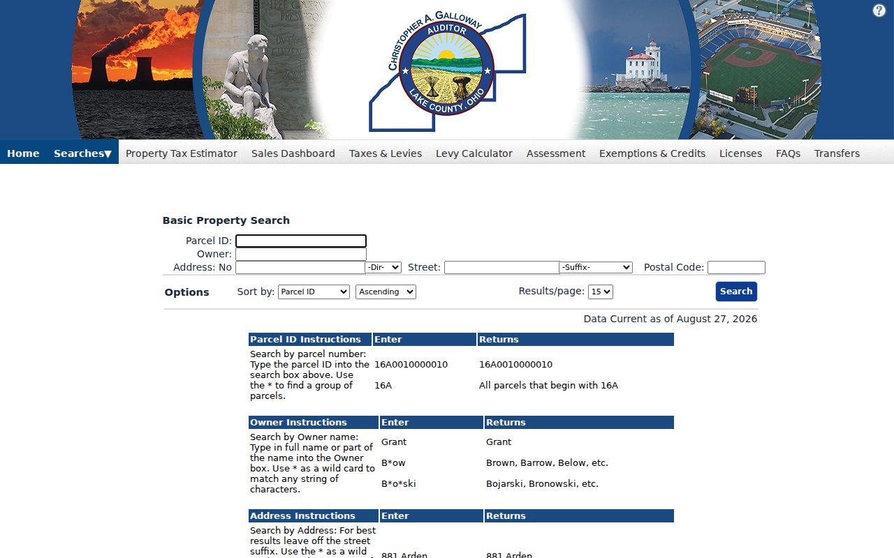 Painesville Township residents directory view of the Lake County Auditor property search