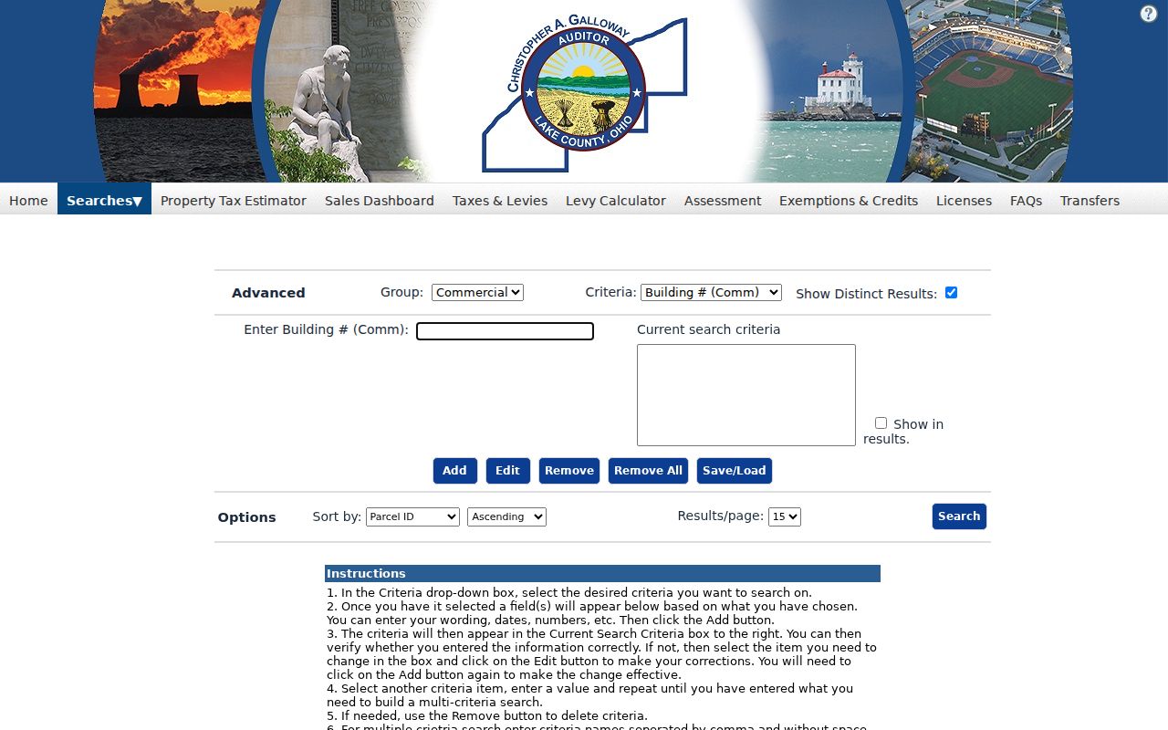 Painesville Township street directory view of the Lake County advanced property search